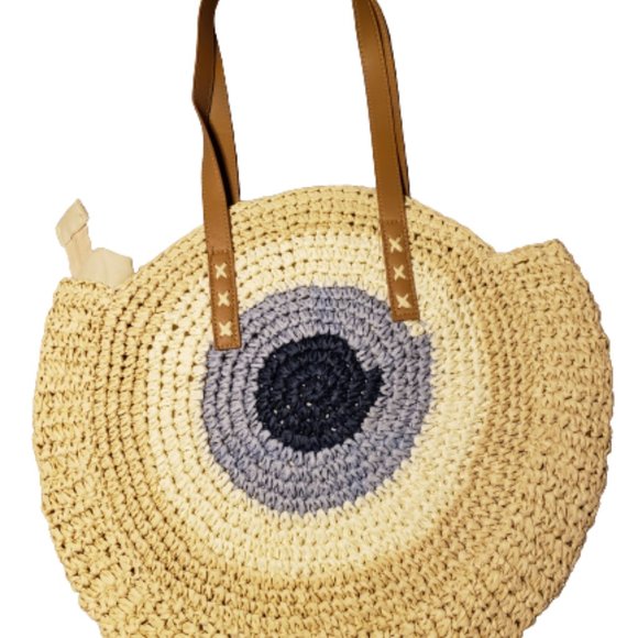Evil Eye Protection Straw Weave Bag - Picture 4 of 8